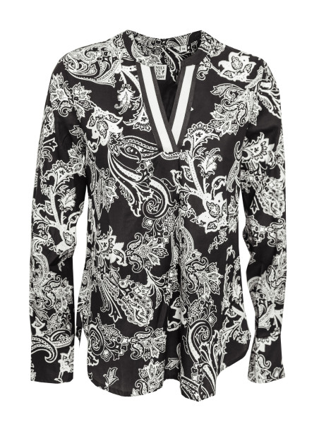 Damenbluse black white paisley von Emily van den Bergh